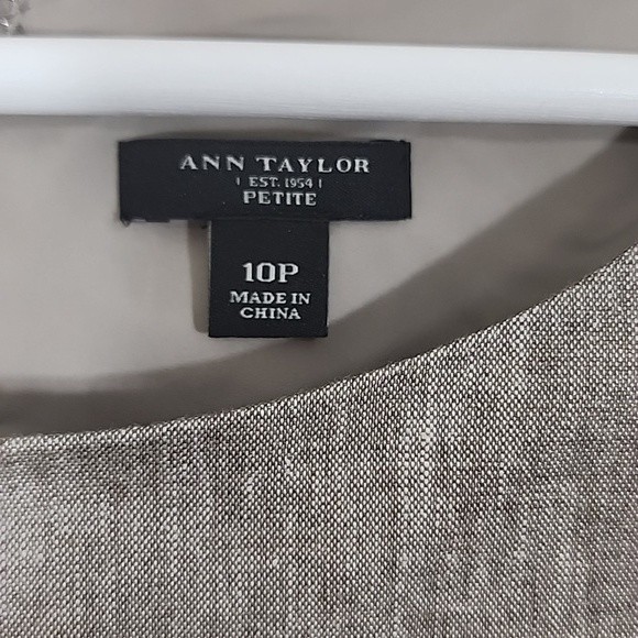 10P Ann Taylor geometric print linen blend sheath dress multi-color gray+black - Picture 4 of 13